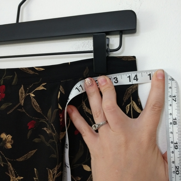 Vintage Floral Skirt Blouse Set Black Red Large - Picture 6 of 12